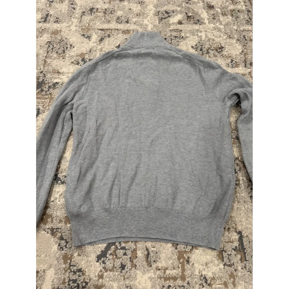 Polo Ralph Lauren Mens Grey Pima Cotton Quarter Zip Sweater Large Mock Neck
